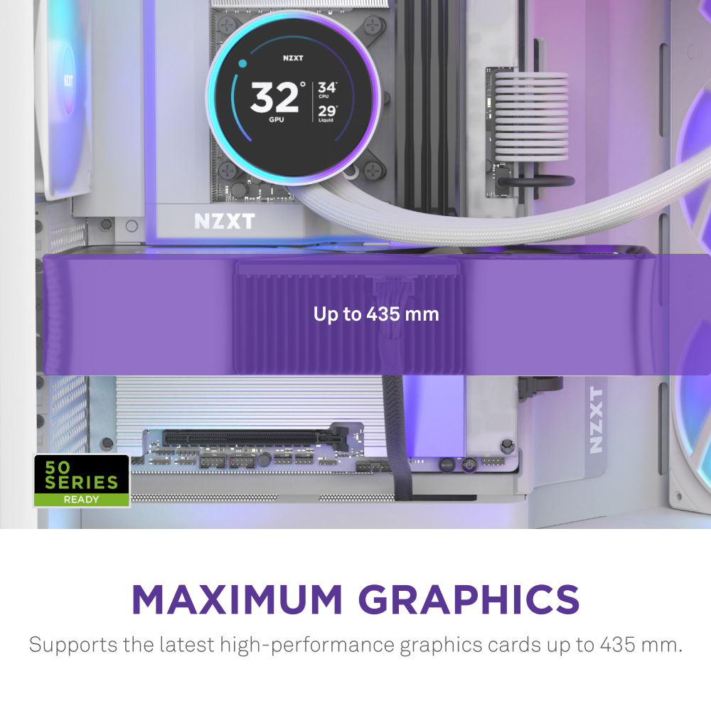 NZXT H9 Flow RGB+ 2025 Dual Chamber Mid Tower Case With RGB Fans & Control Hub - White