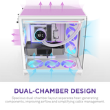 NZXT H9 Flow RGB+ 2025 Dual Chamber Mid Tower Case With RGB Fans & Control Hub - White
