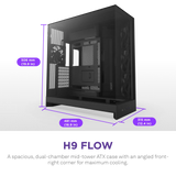 NZXT H9 Flow (2025) Dual Chamber Mid Tower Case - Black