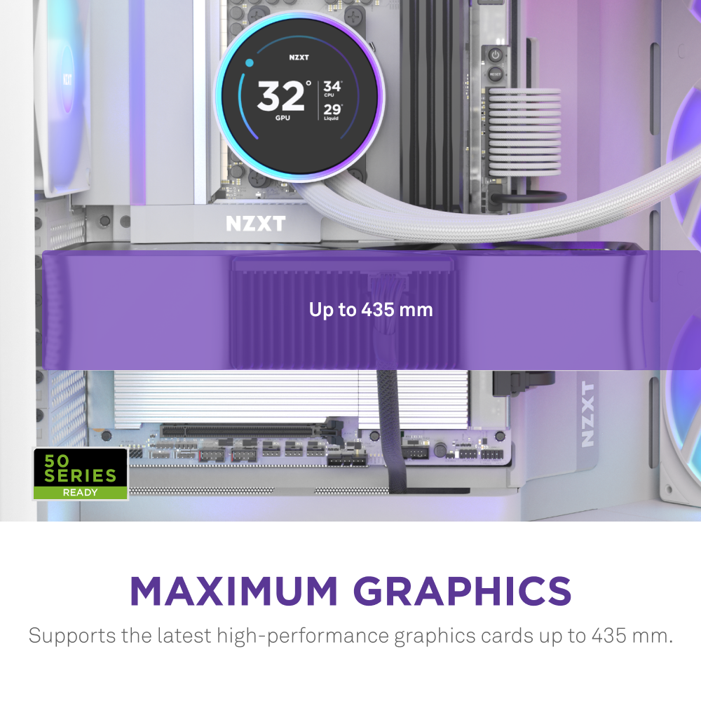 NZXT H9 Flow RGB 2025 Dual Chamber Mid Tower Case With RGB Fans - White