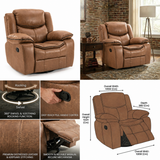 Lounge Swivel Rocking Full Recliner Sofa (106 x 98 x 102 cm)4766  - Light Brown