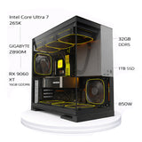 Custom Gaming PC Intel Core Ultra 7 265K, RX 9060 XT 16GB, 32GB DDR5, 1TB NVMe, Windows 11 Pro