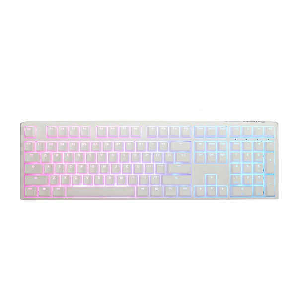 DUCKY ONE 3 Full Size PBT HOT SWAP BlueSwitch Cherry RGB Wired Mechanical Gaming Keyboard Arabic - Pure White