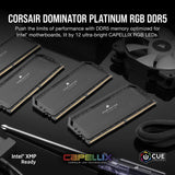 ذاكرة رام Corsair DOMINATOR PLATINUM RGB DDR5 بسعة 32GB (2x16GB) – بسرعة 6000MT/s CL30 – أسود