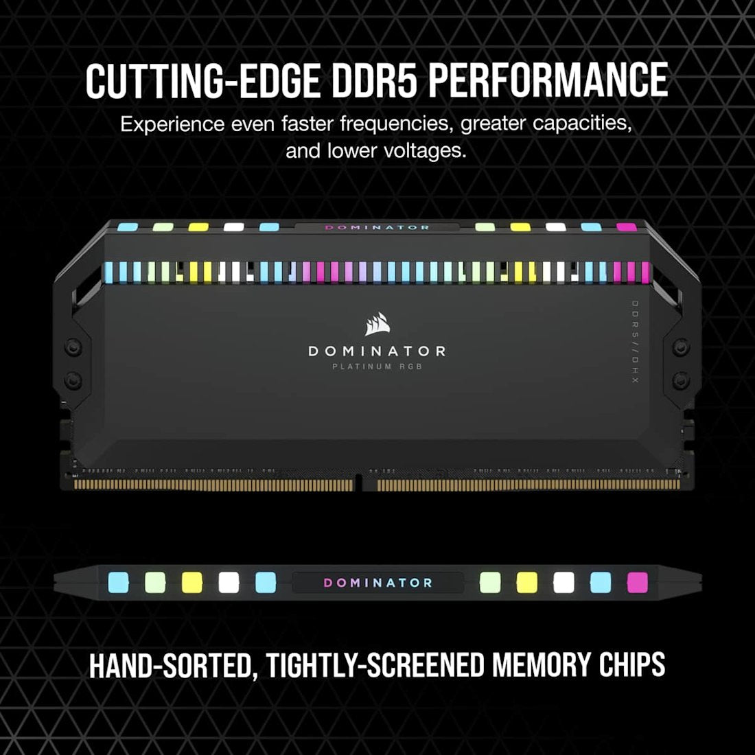 ذاكرة رام Corsair DOMINATOR PLATINUM RGB DDR5 بسعة 32GB (2x16GB) – بسرعة 6000MT/s CL30 – أسود