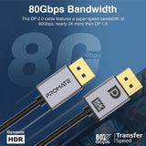 كابل بروميت DisplayPort عالي الدقة بدقة 16K@60Hz بطول 2 متر