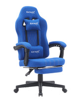 Gamax Model BS-6306 Adjustable Fabric Gaming Chair with Lumbar Support & Foot Rest - Blue ( Installation not Included )