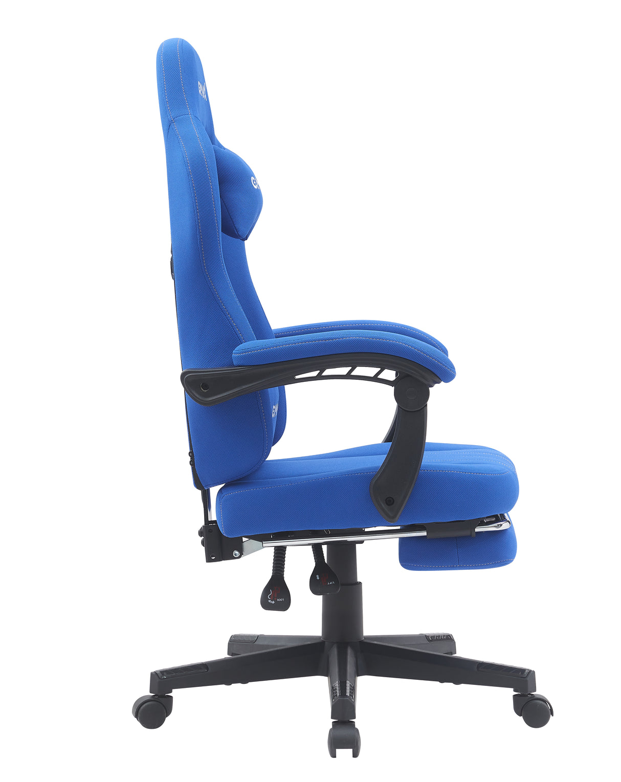 Gamax Model BS-6306 Adjustable Fabric Gaming Chair with Lumbar Support & Foot Rest - Blue ( Installation not Included )