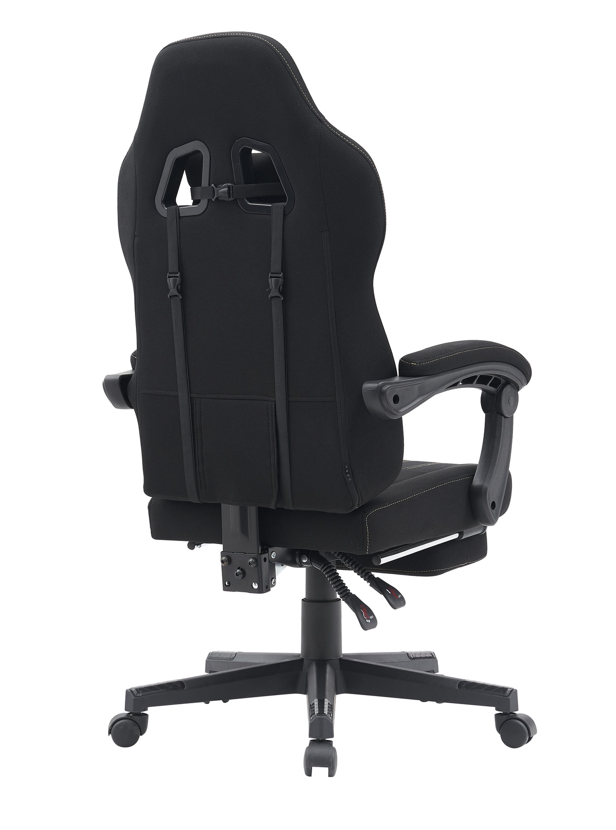 Gamax Model BS-6306 Adjustable Fabric Gaming Chair with Lumbar Support & Foot Rest - Black ( Installation not Included )