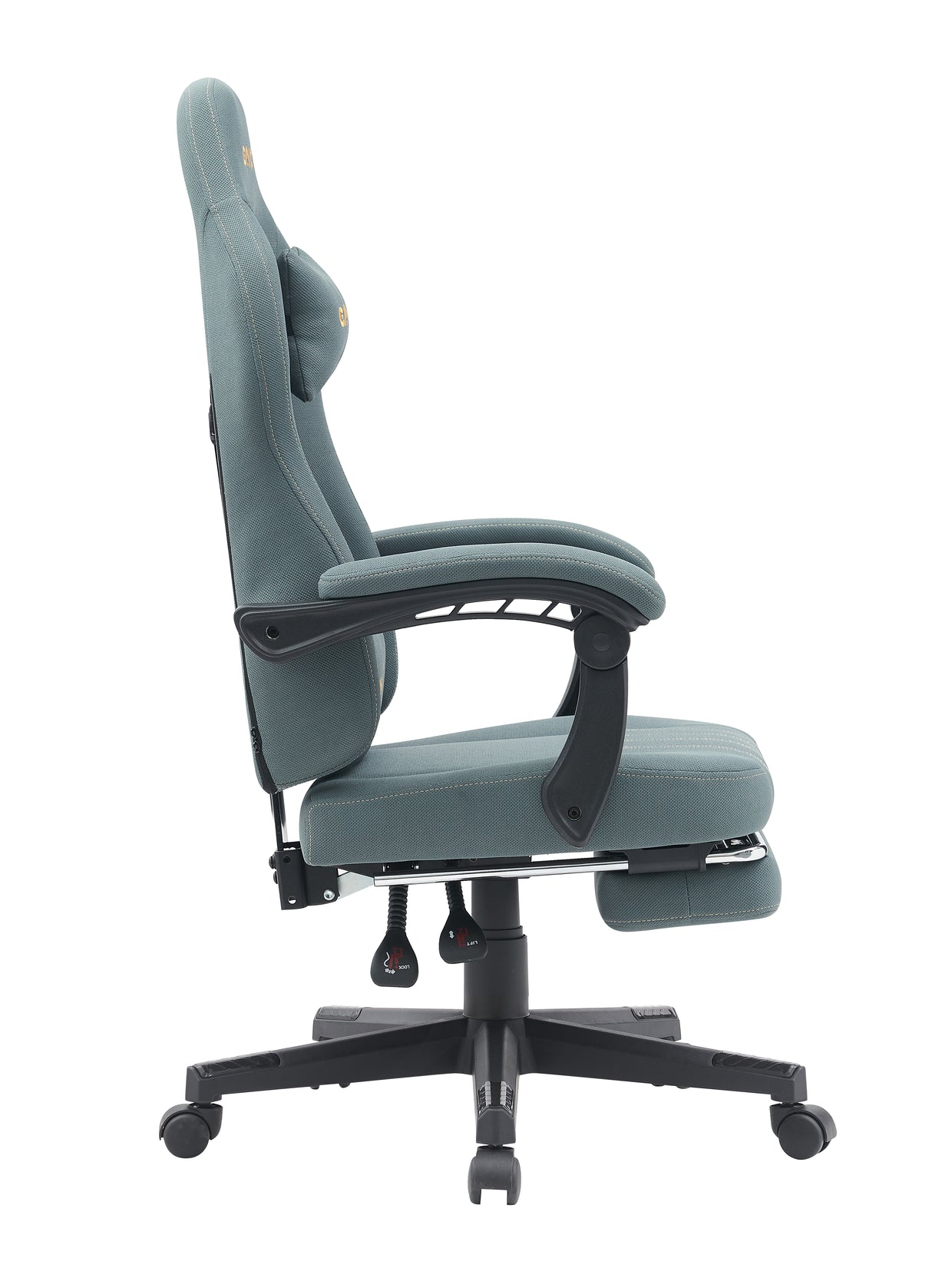 Gamax Model BS-6306 Adjustable Fabric Gaming Chair with Lumbar Support & Foot Rest - Grey ( Installation not included )