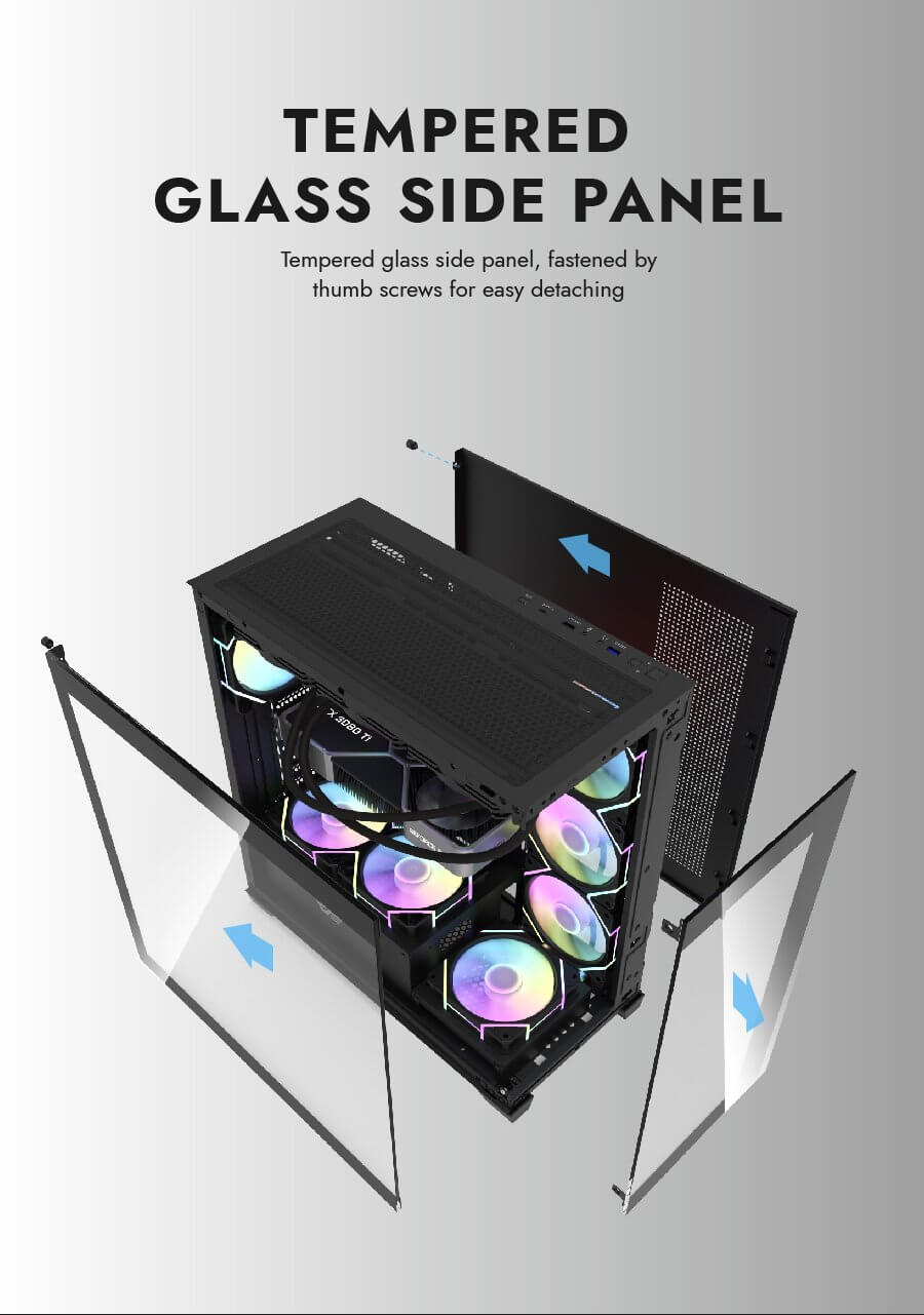 DarkFlash DS900 7 Fans + Controller Gaming Case, Black