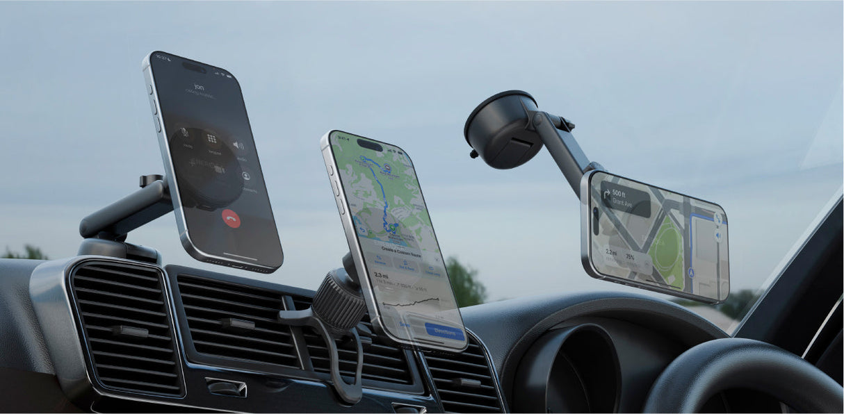 Energea MAGDRIVE KIT, WIRELESS CAR CHARGER (WINDSCREEN/AIRVENT) WITH 30W CHARGER - GUNMETAL