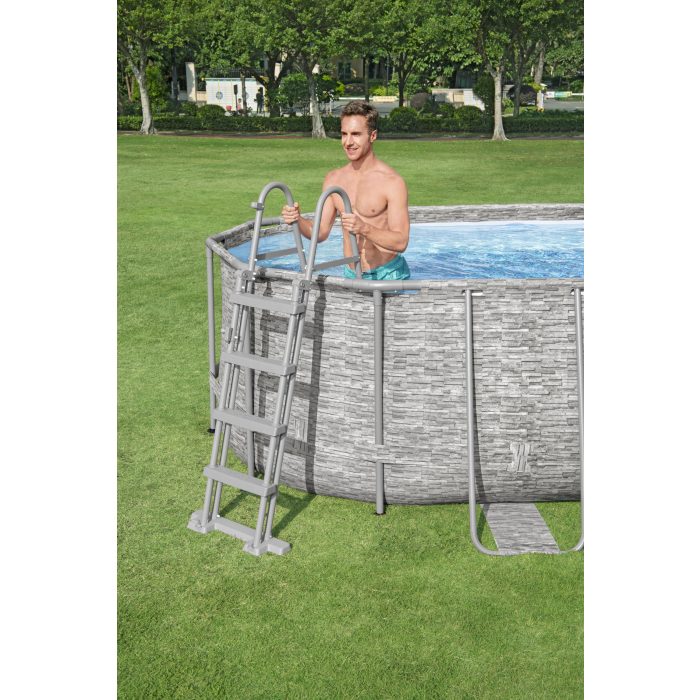 BESTWAY 5.49M X 2.74M X 1.22M OVAL POOL SET (Contents:One Pool, Filter Pump(220-240V), Ladder, Cover, ChemConnect Dispenser, Compatible with Cartridge 58012(III)220-240V)  56716 (Installation Not Included)