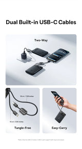 بنك الطاقة Baseus EnerFill FC11 بشاشة عرض رقمية وكابلين USB-C مدمجين، سعة 10000 مللي أمبير، قدرة 45 واط - أسود كوني