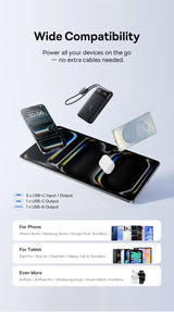 بنك الطاقة Baseus EnerFill FC11 بشاشة عرض رقمية وكابلين USB-C مدمجين، سعة 10000 مللي أمبير، قدرة 45 واط - أسود كوني