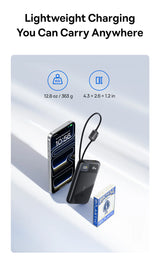 بنك الطاقة Baseus EnerFill FC11 بشاشة عرض رقمية وكابلين USB-C مدمجين، سعة 10000 مللي أمبير، قدرة 45 واط - أسود كوني