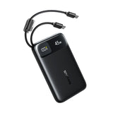 بنك الطاقة Baseus EnerFill FC11 بشاشة عرض رقمية وكابلين USB-C مدمجين، سعة 10000 مللي أمبير، قدرة 45 واط - أسود كوني