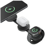 Energea ALUMAG TRIO, 3IN1 FOLDABLE QI2 ALUMINIUM WIRELESS CHARGER 15W - Gunmetal