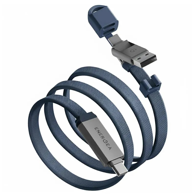 Energea Sheath Travel  2-IN-1 USB-C to USB-C + USB-A 480Mbps with 60W Cable 1.2M - Blue