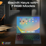 Promate Folio Touch Wireless iPad Keyboard Case with RGB Backlight and Smart Connector, Black