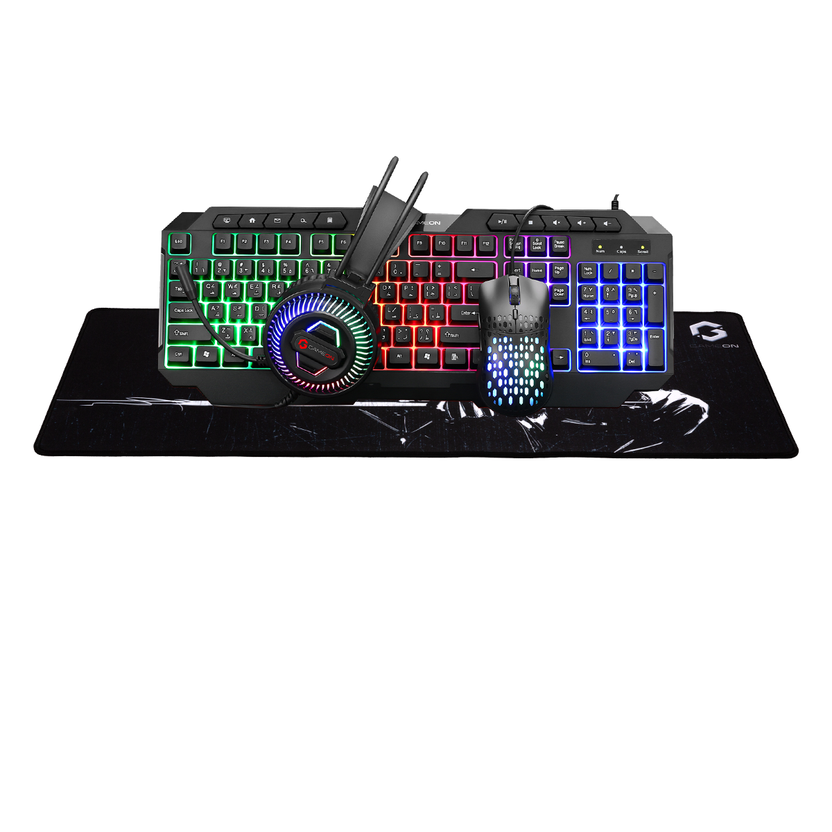 GAMEON GO-CYPHERW-XL-B All-In-One Gaming Bundle (Keyboard, Headset, Mouse & Mousepad) - Black