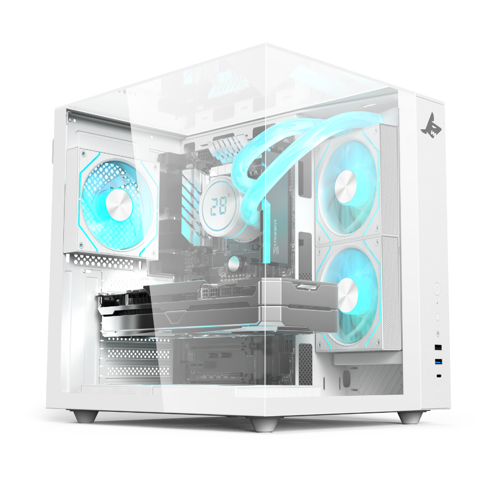 PC Bundle: Gaming PC i5-12400F,RTX 5060 8GB, 16GB RAM with Sades NC-Pelagia 24"/FHD/200Hz/0.5ms/HDMI 2.1/VA/Curved Gaming Monitor - White