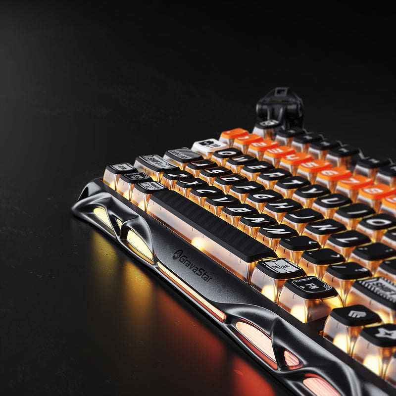لوحة مفاتيح الألعاب الميكانيكية GravaStar Mercury K1 Pro – لاسلكية بنسبة 75% – إصدار CyberFlare – أسود