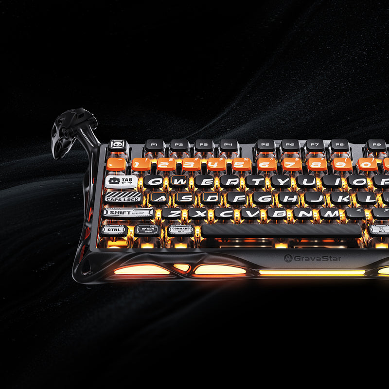 لوحة مفاتيح الألعاب الميكانيكية GravaStar Mercury K1 Pro – لاسلكية بنسبة 75% – إصدار CyberFlare – أسود