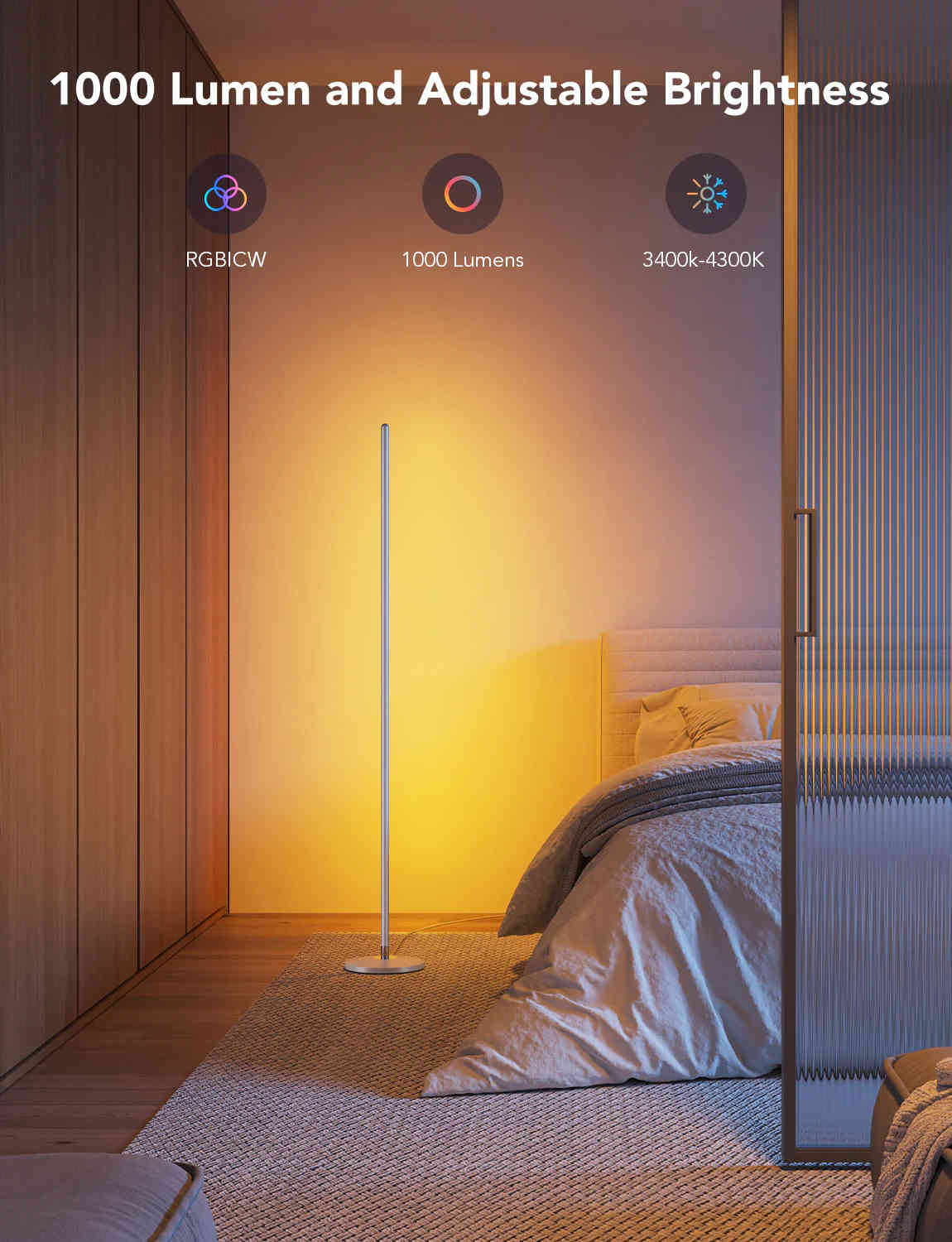 Govee RGBICW Smart Corner Floor Lamp - H6076