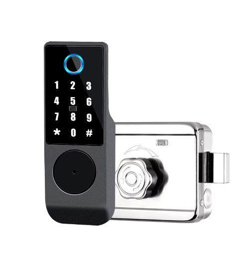 Waterproof Rim Lock Model Y1812-4 for Door thickness: 30-90mm,Unlock by TTlock APP / Password / Fingerprint / card / key