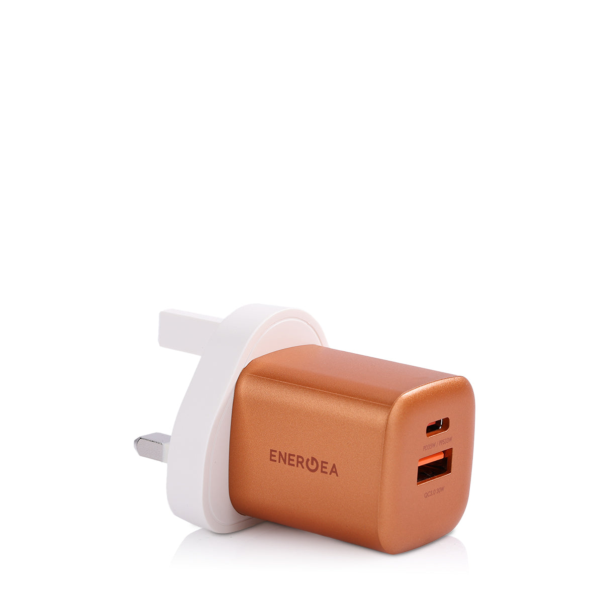 Energea Ampcharge 1-Port USB-C & 1-Port USB-A GaN 35W Wall Charger - Orange