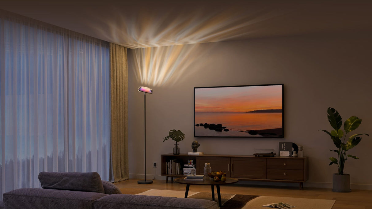 Govee Uplighter Floor Lamp 3 in 1 Lighting Effects, Dynamic Ripple Effect, RGBWW+RGBIC+WW Colors - H60B0