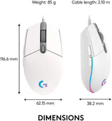 Logitech G203 Lightsync RGB Wired Gaming Mouse - White