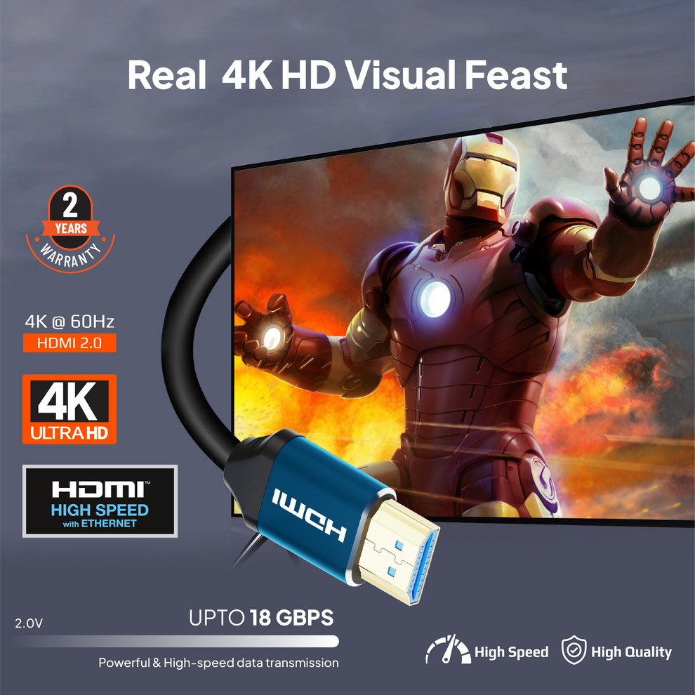 Mowsil HDMI 2.0 Cable | 4K@60Hz Ultra HD, 18Gbps High Speed, HDR, 3D, Gold-Plated | TV PC PS5 Monitor - 15 Meters