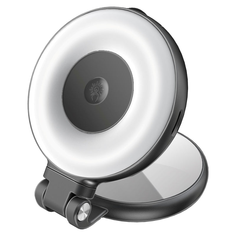 Promate 360° Rotatable Ultra-Slim MagSafe Compatible Rechargeable LED Ring Light - Black