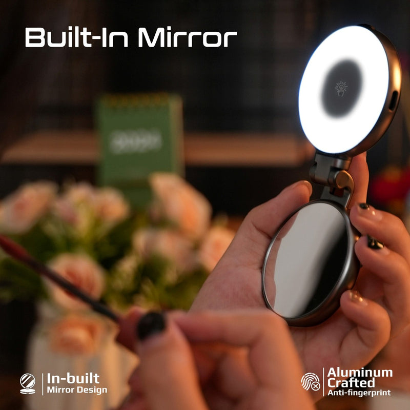 Promate 360° Rotatable Ultra-Slim MagSafe Compatible Rechargeable LED Ring Light - Black