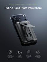 انرجيا ماك باك برو 35S باور بانك هجين صلب بسعة 10000 مللي أمبير مع كابل مدمج وحامل - أسود