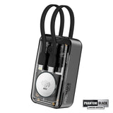 Promate 10000mAh Transparent Smartphone and Apple Watch Charging Power Bank with USB-C & Lightning Cable - Black