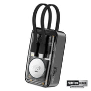Promate 10000mAh Transparent Smartphone and Apple Watch Charging Power Bank with USB-C & Lightning Cable - Black