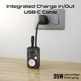 Promate 10000mAh Transparent Smartphone and Apple Watch Charging Power Bank with USB-C & Lightning Cable - Black