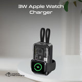 Promate 10000mAh Transparent Smartphone and Apple Watch Charging Power Bank with USB-C & Lightning Cable - Black