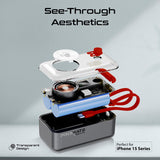 Promate 10000mAh Transparent Smartphone and Apple Watch Charging Power Bank with USB-C & Lightning Cable - Black