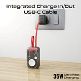 Promate 10000mAh Transparent Smartphone and Apple Watch Charging Power Bank with USB-C & Lightning Cable - Black