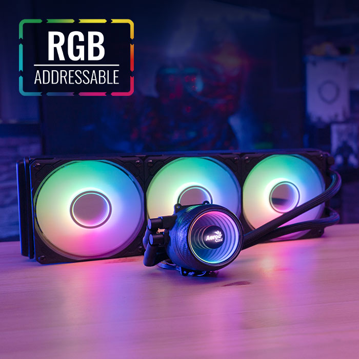 مبرد سائل للمعالج Aerocool Mirage L360 بحجم 360 ملم ARGB – أسود
