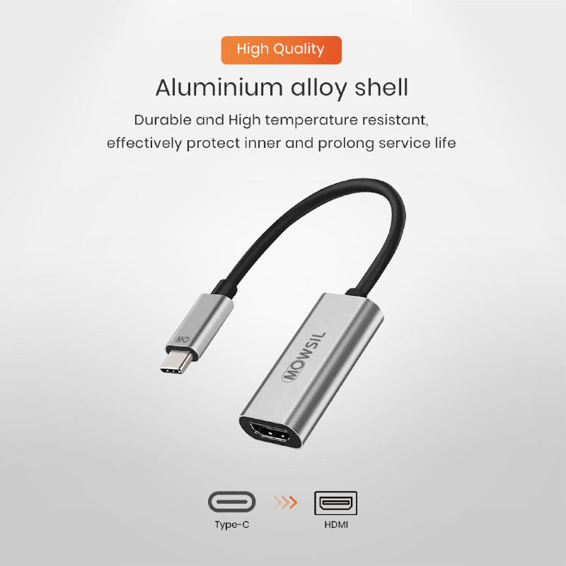 محول موسيل من USB-C إلى HDMI - يدعم دقة 4K بمعدل 60 هرتز، مصنوع من سبائك الألومنيوم، محول عالي السرعة لأجهزة ماك بوك واللابتوب و iPad