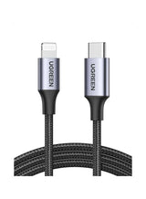 UGREEN USB-C to Lightning M/M Cable   20W Aluminum Shell Braided 2m (Black)US304