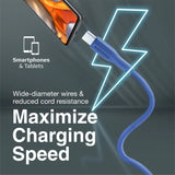 Promate Super-Flexible USB-A to USB-C Cable  2A Standard Charging - BLUE