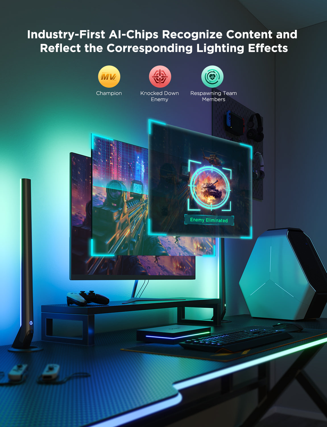 جهاز Govee AI Sync Box 2 لتلفزيونات مقاس 55–65 بوصة – الموديل: H8604B12