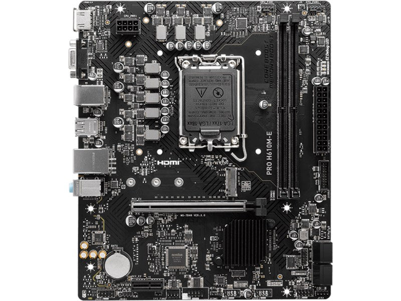 MSI PRO H610M-E Motherboard – Intel H610, LGA 1700, DDR5, Micro-ATX