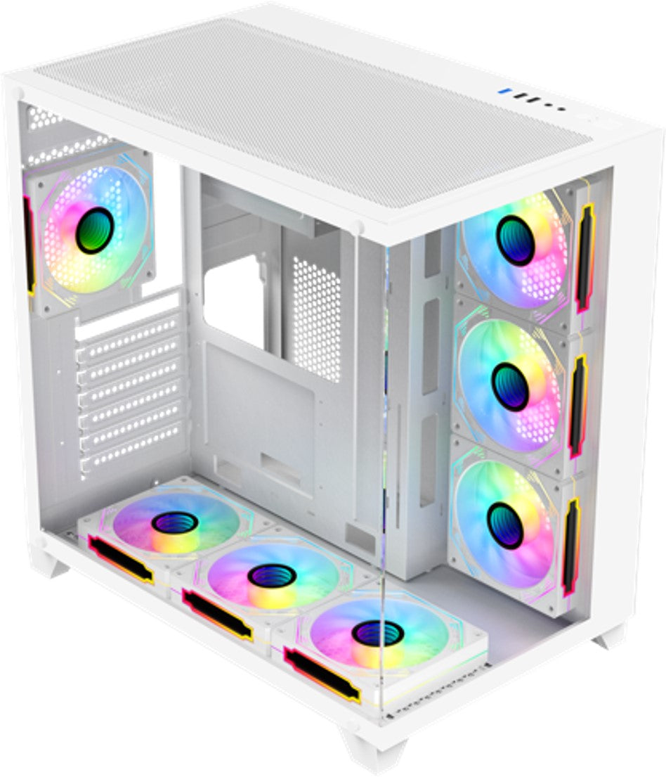 SHARX PROFIN ATX Min-Tower Gaming PC Case, With 7X 120mm Pre-Installed  ARGB Fans Model INF700